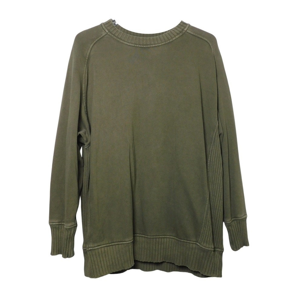 Aerie Down-To-Earth Crew Sweatshirt Nomad Olive Green Oversized XS 0743-2601